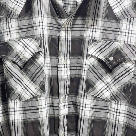 ELY CATTLEMAN Men’s Black White Plaid Pearl Snap Long Sleeve Western Shirt XXL - Picture 6 of 9